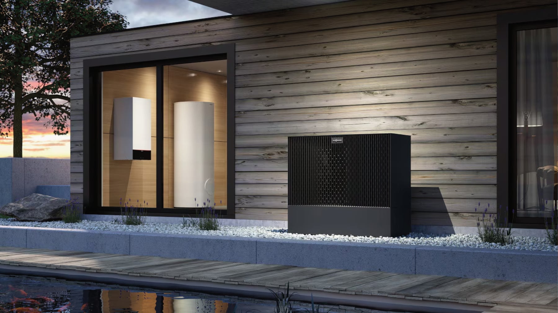 Viessmann Wärmepumpe im Außenbereich eines Hauses in Süddeutschland